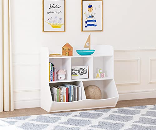 UTEX Toy Storage Organizer with Bookcase, Kid’s Multi Shelf Cubby for Books,Toys, Storage Organizer for Boys,Girls Play Room/Bedroom-White