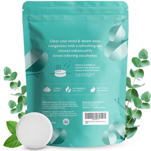 Body Restore Shower Steamers Aromatherapy 15 Pack - Christmas Gifts for Women, Stocking Stuffers, Birthday Gifts for Mom, White Elephant Gift, Travel Essentials, Self Care - Eucalyptus