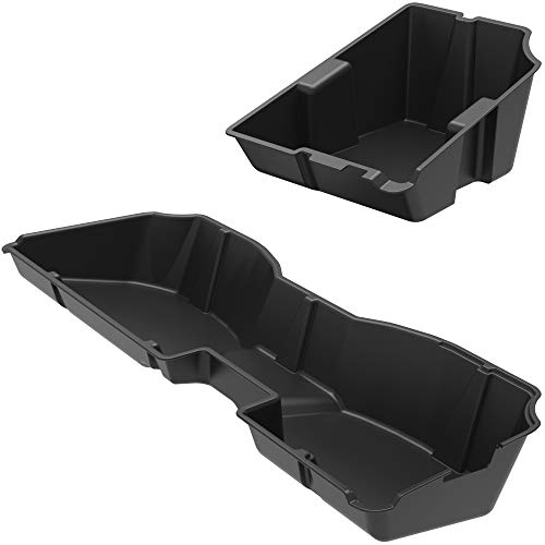 oEdRo Upgraded Rear Under Seat Storage Box Compatible with 2014-2018 Chevrolet Silverado/GMC Sierra 1500, 2015-2019 Silverado/Sierra 2500HD 3500 HD Crew Cab - Unique Black 2-in-1 Underseat Organizer