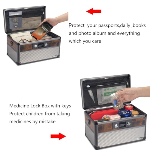Glosen Medicine Lock Box,locking medicine box, Security Lock Boxes，lock box, First Aid Key Safe Box,Lock Box for Medication