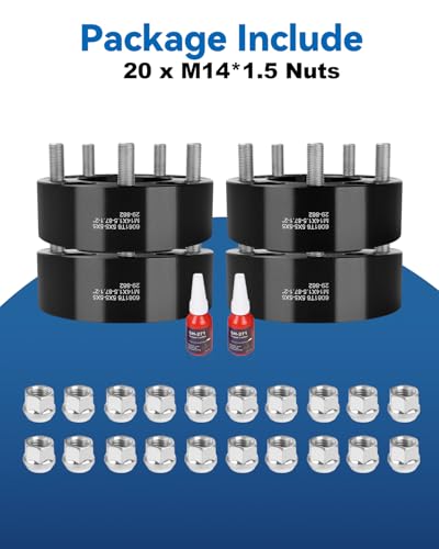 4PCS 5x5 Wheel Spacers 2 inch, 5x127 Black Wheel spacers 87.1mm Hub Bore with 14x1.5 Studs, Replacement for C1500 Suburban Yukon Tahoe