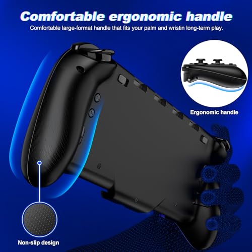 Gammeefy Joypad Controller for Nintendo Switch/OLED, One-Piece Ergonomic Switch Controller With 9 Lights Color, Wireless Switch Remote for Those Who Prefer Handheld Mode