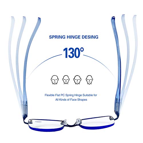 FEIVSN 3-Pack Rimless Reading Glasses For Women, Lightweight Spring Hinge Readers, Classic Elegant Artistic Eyeglasses UV 400 (Red 4.0 Etc)