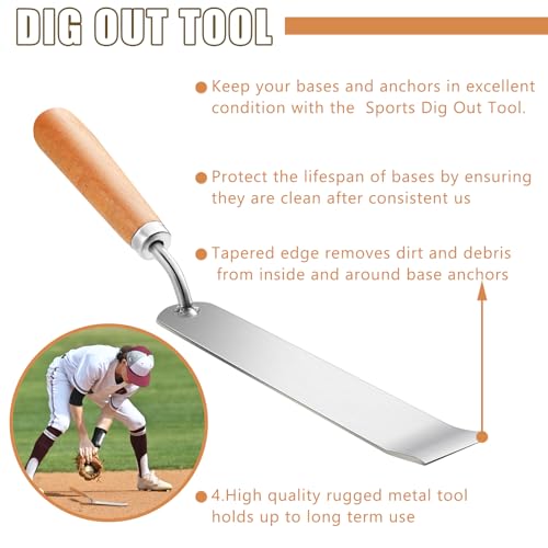 Lanties 2 Pcs Baseball Dig Out Tool Baseball Bases Coaching Accessories Softball Equipment Scoop Ball Anchor Clean Out Tool for Training