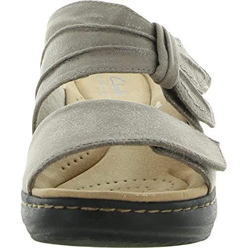 Clarks Merliah Charm Heeled Sandal, Blue Grey Textile, 9.5 Narrow