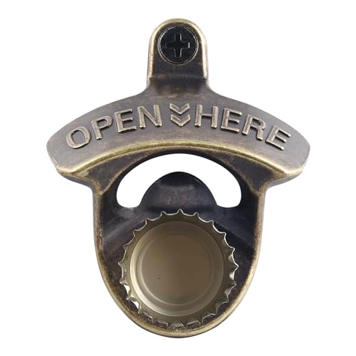 HAIICEN Antique Bronze Wall Mounted Bottle Cap Opener with Magnets, Retro Magnetic Bottle Top Opener Post Mount for BBQ KTV Kitchen