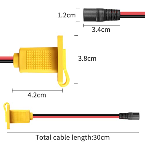 RIIEYOCA XT60 Adapter with Mount Panel Cable 14AWG XT60 Male Plug with Mount Panel to Male DC 5.5mm X 2.1mm Power Cable for RC Lipo Battery Solar Panel E-bike Skyzone FPV Monitor Power Supply (30CM)