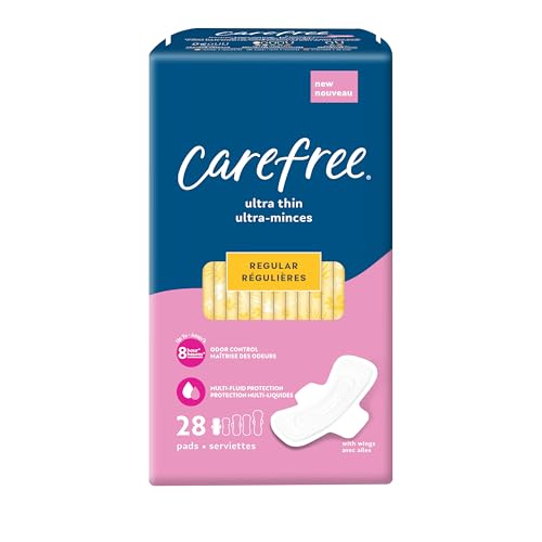 Carefree Ultra Thin Pads for Women, Regular Pads With Wings, 28ct | Carefree Pads, Feminine Care, Period Pads & Postpartum Pads | 28ct (Pack of 1)