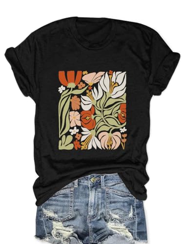 Women Dandelion Shirt Vintage just Breathe T Shirt Funny Plant Short Sleeve Graphic Tees(Rose,XL)