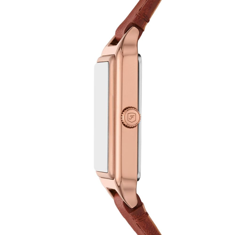 Fossil Women's Raquel Three-Hand Date Red Leather/Rose Gold Watch and Bracelet Set