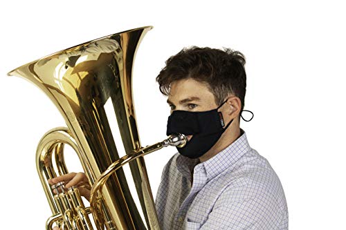 Gator Cases Double-Layer Face Mask with Magnetized Cotton Flap, Ideal for Wind Instrument Performance, Drinks, Events and Travel; Medium (GBOM-MEDIUMBK)