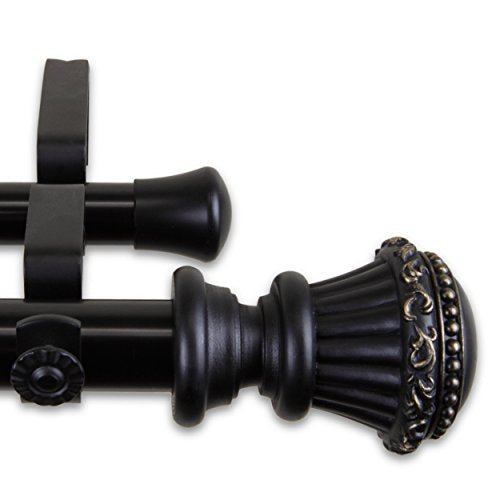 Rod Desyne 1" Chance Double Curtain Rod, 28-48 inch, Black