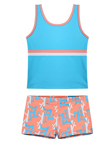 Cadocado Toddler Girl 2 Piece Swimsuits Set Girls Bathing Suits Littles Girls Swimwear Girls Swim Suit for Swimming,Blue,3-4Year