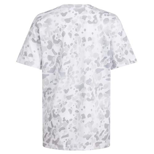 adidas Boys' Short Sleeve Cotton Camo Print T-Shirt, White and Light Grey SM