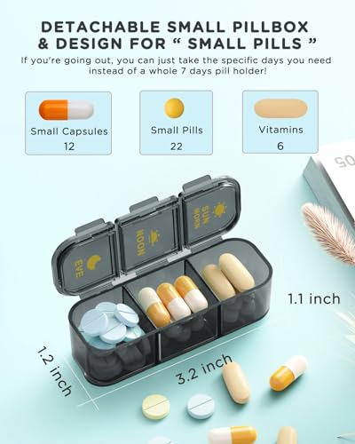 Pill Organizer 3 Times A Day - Acedada Weekly Pill Organizer 3 Times A Day, Large Pill Box 7 Day Medicine Organizer Pill Case, Pill Container Holder, Daily Pill Box 3 Times A Day, for Vitamin, Black G