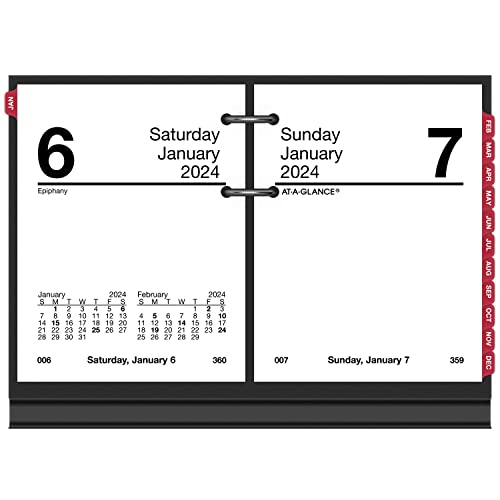 AT-A-GLANCE 2024 Daily Desk Calendar Refill, 3" x 3-3/4", Mini, Loose-Leaf (E9195024)