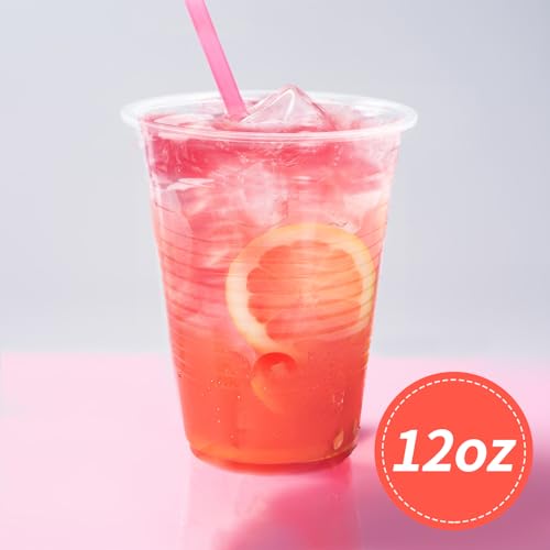 RACETOP Plastic Disposable Cups 12 oz 300 Pack, Clear Plastic Cups Bulk, Cold Drinking Party Cups, Transparent for Wedding,Thanksgiving, Christmas Party