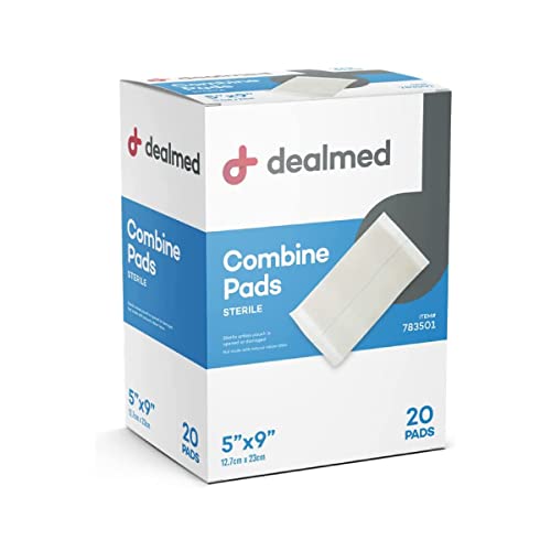 Dealmed Abdominal Combine Pads | Individually Wrapped, Absorbent, Latex-Free, Non Adherent | Abdominal Pads for Wound Care, Drainage, First Aid Kit | Sterile ABD Pads 5x9 in | 20/Box (Pack of 1)