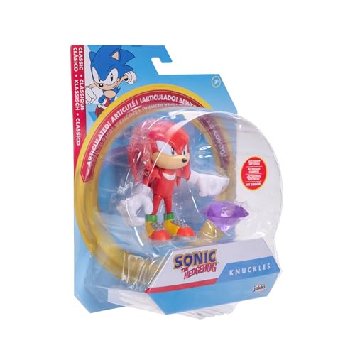 Sonic the Hedgehog 4-inch Knuckles Action Figure with Purple Chaos Emerald Accessory. Ages 3+ (Officially Licensed by Sega)