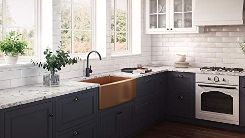 Ruvati Copper Tone 30-inch Apron-Front Farmhouse Kitchen Sink - Matte Bronze Stainless Steel Single Bowl - RVH9660CP