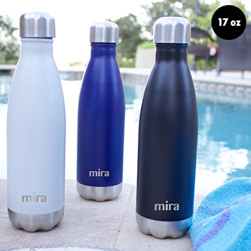MIRA 2 Pack 17 oz Insulated Water Bottle - Stainless Steel Cola Shape Thermos - Double Wall Hot & Cold Flask (24Hr Cold/12Hr Hot) - Matte Blue