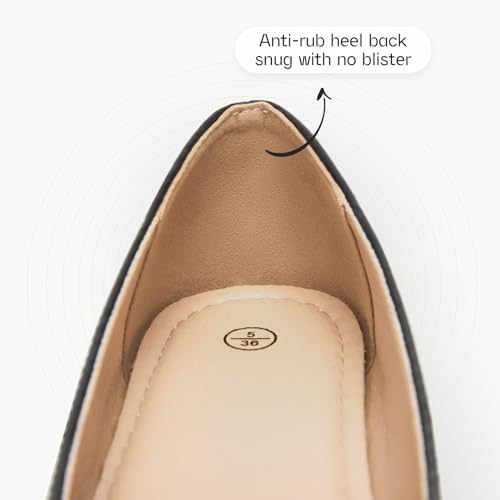 Shupua Flats for Women Dressy Comfortable Flats Shoes Womens Black Flats Leather Work Ballet Flats Round Toe Dress Shoes(Black.us5)