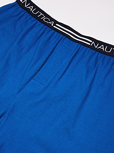 Nautica mens Classic Cotton Loose Knit Boxer Shorts, Peacoat/Aero Blue/Sea Cobalt- 4 Pack, Small US