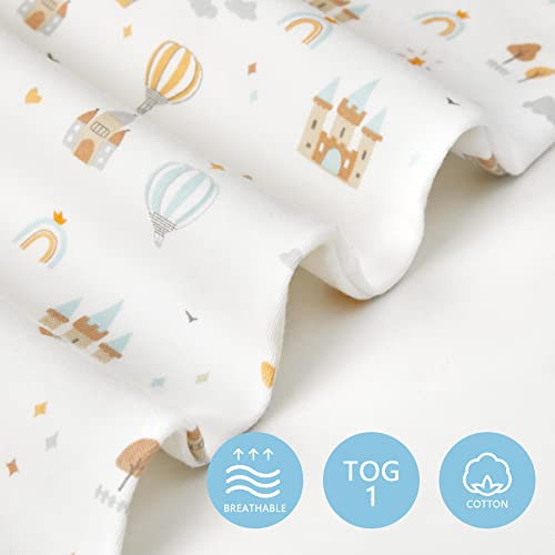 TILLYOU Cotton Sleep Sack 2 Pack - TOG 1 Baby Wearable Blanket with 2-Way Zipper, Extra Soft Sleeveless Sleeping Bag for Infants, 0-6 Months, Grey Cloud & Gray Arrow