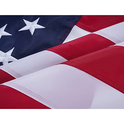 FRF FLAG American Flag with Gold Fringed 3x5 Ft, Made in USA, Indoors USA Flag, Embroidered Stars, with 4 Rows of Lower Stitches……