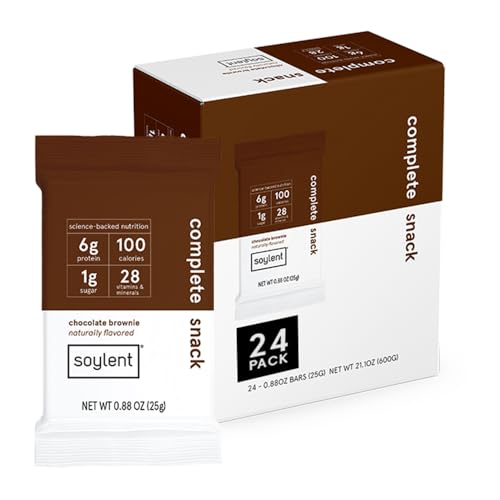 Soylent Snack Mini Protein Bars - Chocolate Brownie, 1g sugar, Protein Bars, Gluten Free, 6g of Vegan Energy - 24 count