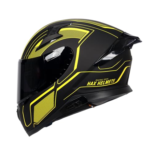 HAX Full Face Motorcycle DOT Approved Helmet with Dual Rear Wing and Pinlock Ready - Lightweight and Durable Motorbike Street Bike Helmet for Adults (Scorpion,XL)