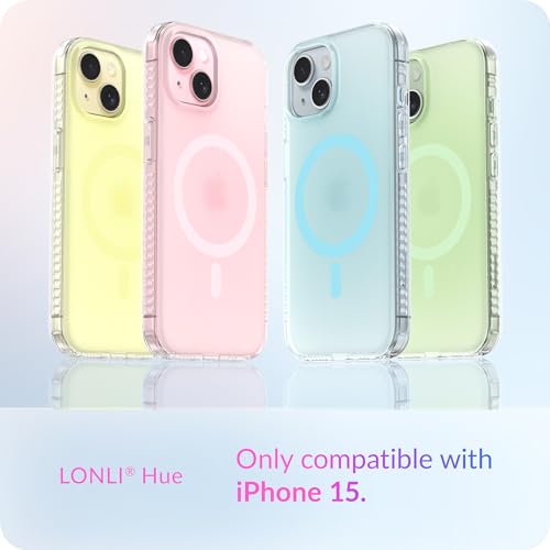 LONLI Hue - for iPhone 15 Case [Compatible with Magsafe] - Frosted Blue - [10FT Drop Protection] [4 Airbag Cushioned Corners] - Cute, Unique and Aesthetic (2023)