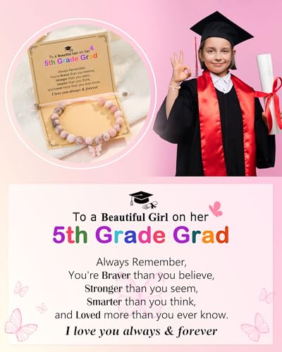 Kidbbi 5th Grade Graduation Gifts Class of 2024 Elementary School Congratulations Graduation Grad Graduate Bracelet Gift for Daughter