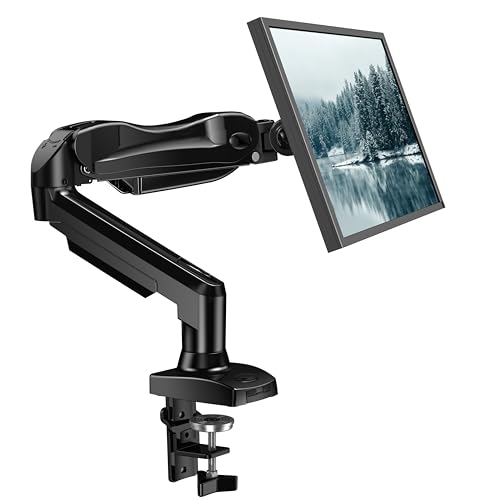 HUANUO Single Monitor Mount, 13 to 32 Inch Gas Monitor Arm, Adjustable Stand, Vesa Mount with Clamp and Grommet Base - Fits 4.4 to 19.8lbs LCD Computer Monitors