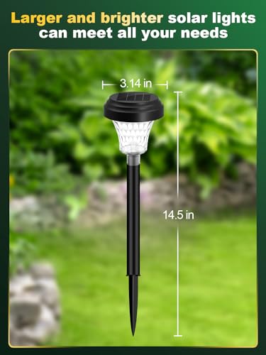 ROOR Ultra Bright Solar Lights 4 Pack, Outdoor Solar Pathway Lights, Warm White Yard Lights, IP67 Waterproof LED Garden Lights for Path Backyard Christmas Lawn Landscape Decorative