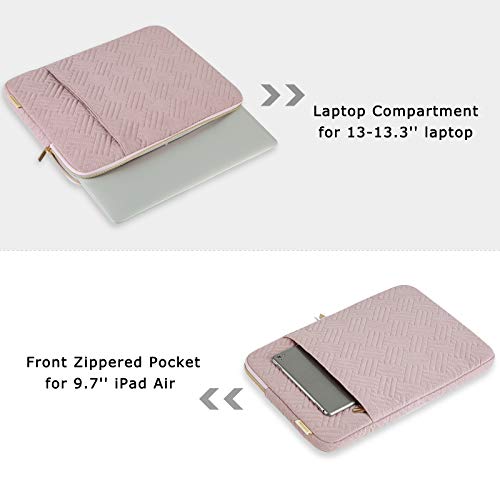 BAGSMART Laptop Sleeve Bag Compatible with MacBook Air/Pro, 13-13.3 inch Notebook, Compatible with MacBook Pro 14 Inch, MacBook Air M2 Sleeve 13 Inch, Repellent Protective Case with Pocket, Pink