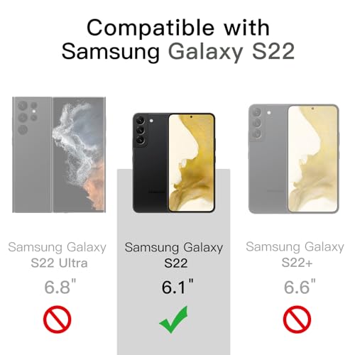 JETech Case for Samsung Galaxy S22 5G 6.1-Inch, Non-Yellowing Shockproof Bumper Protective Phone Cover, Anti-Scratch Hard PC Back (Black)