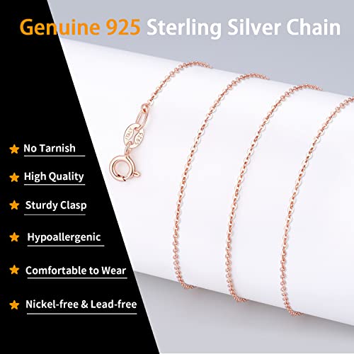 Jewlpire Solid 925 Sterling Silver Chain Necklace for Women, 1.3mm Round Cable Chain Silver Chain for Women Thin & Dainty & Sturdy Women's Chain Necklaces 16 inch