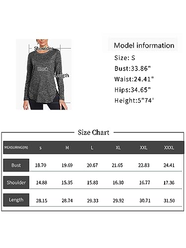 Absttith Golf Shirts Women Long Sleeve Workout Running Tops Cool Wicking Crew Neck Training Tee Black Small