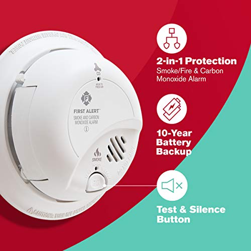 FIRST ALERT SC9120B Corded Electric Combination Alarm with Adapter Plugs for Easy Replacement