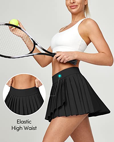 IUGA Tennis Skirt Pleated Skirts for Women with Pockets High Waisted Athletic Skirt Skorts for Woman Workout Golf Skort Black