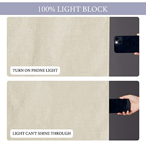 RYB HOME French Door Blinds 80 inch Length, Room Darkening Energy Smart Window Curtains for Patio French Door Window, W34 x L80 inch, Beige, 1 Panel