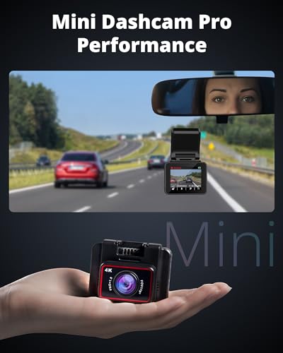 Kingslim Dash Cam Front, 4K Dash Camera for Cars with Free 64GB SD Card, WiFi GPS Mini Car Dashcam Built-in 170 Degree Night Vision, Parking Monitor, WDR, Motion Detection