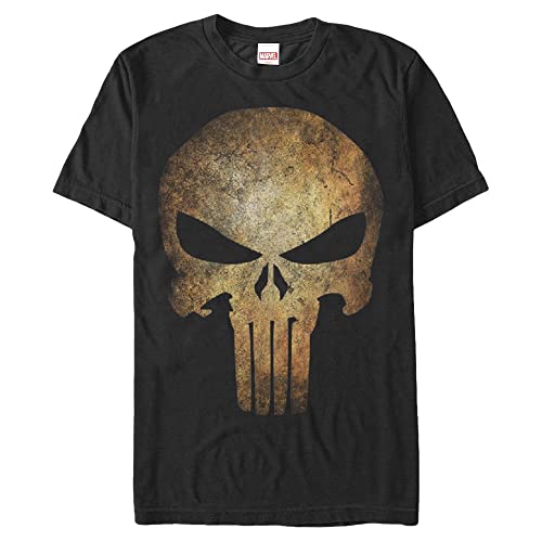 Marvel Big & Tall Classic Punisher Realskull Men's Tops Short Sleeve Tee Shirt, Black, Large