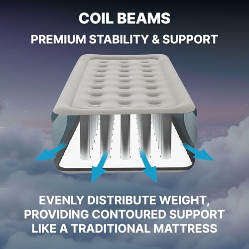 SLEEPLUX Dream Luxury 18" Twin Air Mattress with Built-in AlwayzAire Dual Pump, True-to-Size Raised Inflatable Mattress, Blow Up Bed with Ultra-Soft Flocked Top and Sides, 1-Year Warranty