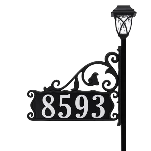 Address America USA Handcrafted Boardwalk Customized Double-Sided Reflective Home Address Sign For Yard and Solar Decorative Light For 911 Number Visibility - 30" Pole - SL