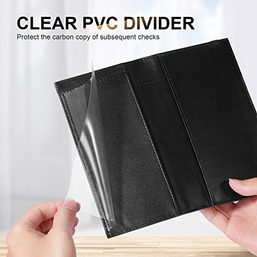CASMONAL Checkbook Covers for Personal Checkbook Holder RFID Blocking Premium Leather Checkbook Cover for Duplicate Checks
