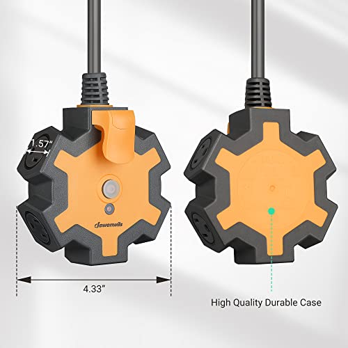 DEWENWILS 5-Outlet Garage Power Strip, 6Feet Heavy Duty Extension Cord, 14Gauge SJTW for Indoor Outdoor, 15AMP Overload Protection, Swivel Safety Covers, ETL Listed