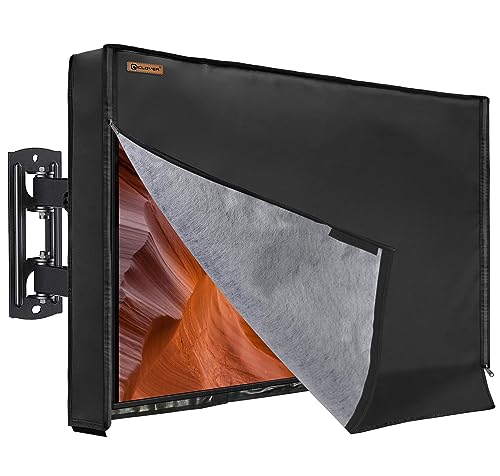 IC ICLOVER 41-43 inch Outdoor TV Cover, Roll up Front Flap with Non Scratch Soft Liner Protect LED Screen, Zipper Access Weatherproof TV Protector, Outside Waterproof Television Cover fit Wall Mount