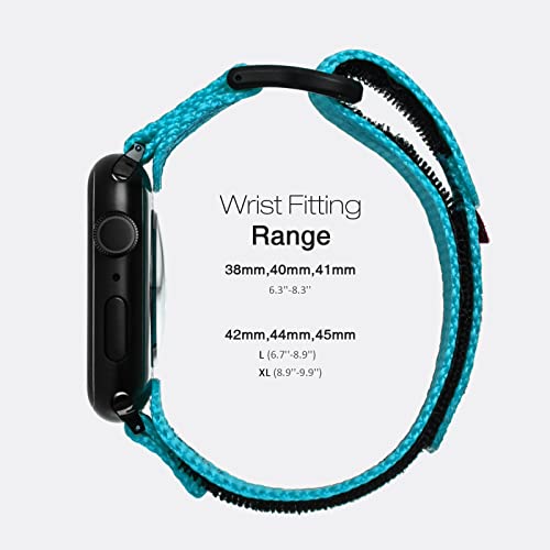 Nereides Compatible with Apple Watch Band Series 8/7/6/5/4/3/2/1/SE, Nylon Sports Strap with Woven Design for 42mm/44mm/45mm 38mm/40mm/41mm (38mm/40mm/41mm, Al Aqua)
